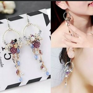 New Long Tassel Crystal  Drop Dangle Earrings